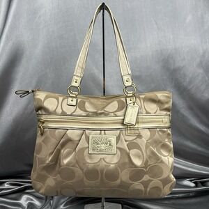 COACH Daisy Poppy Glam Gold Signature Tote Monogram "C" Carryall Bag F20026 Y2K